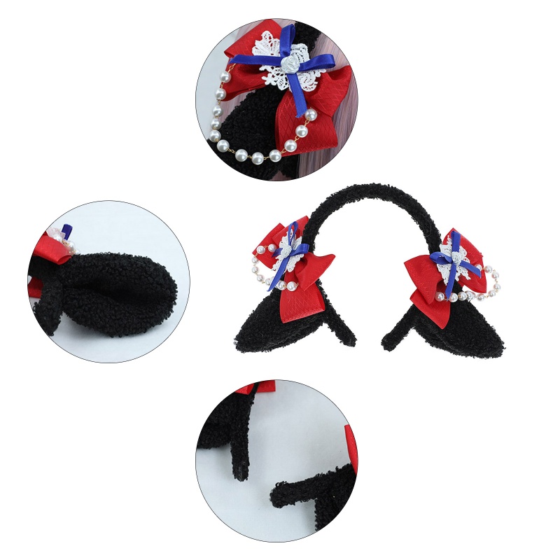 Flgo Băng Đô Tai Cừu Đính Nơ Họa Tiết Hoạt Hình Dễ Thương Dành Cho Nữ