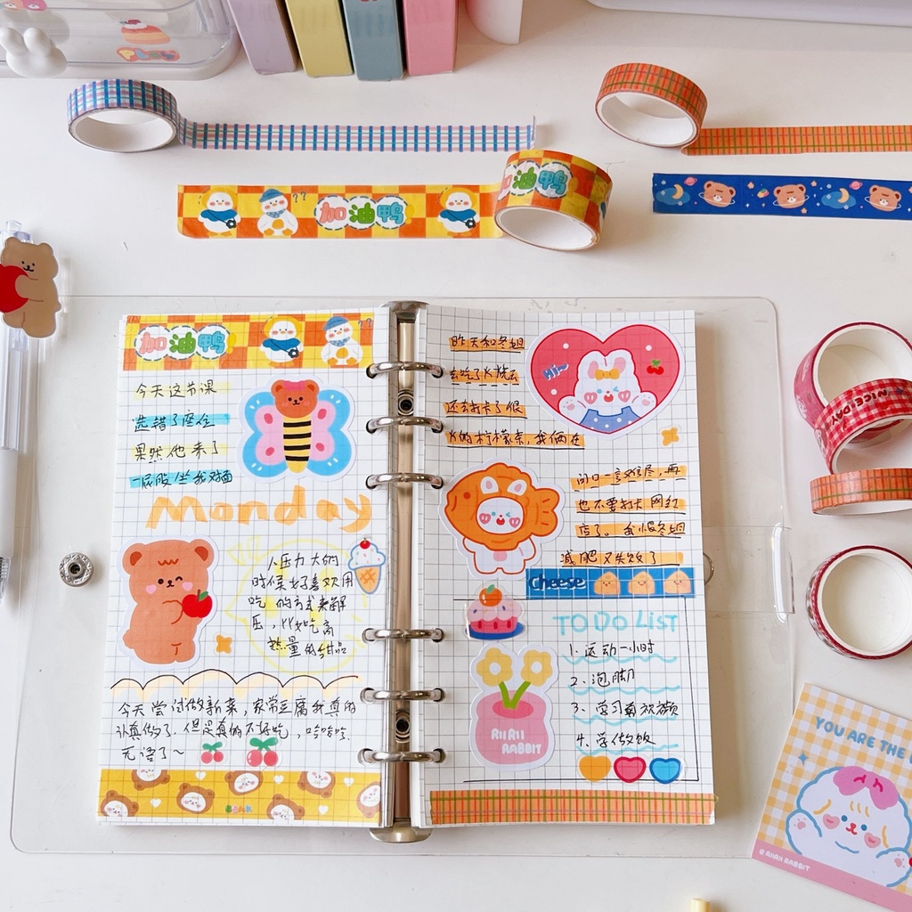 Set 5 Cuộn Băng Keo Washi Tape Nhiều Kích Cỡ