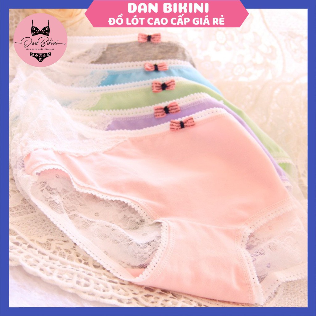 Quần Lót Ren Nữ phối Cotton đính nơ nhỏ đáng yêu gợi cảm sexy siêu nữ tính mã 8033