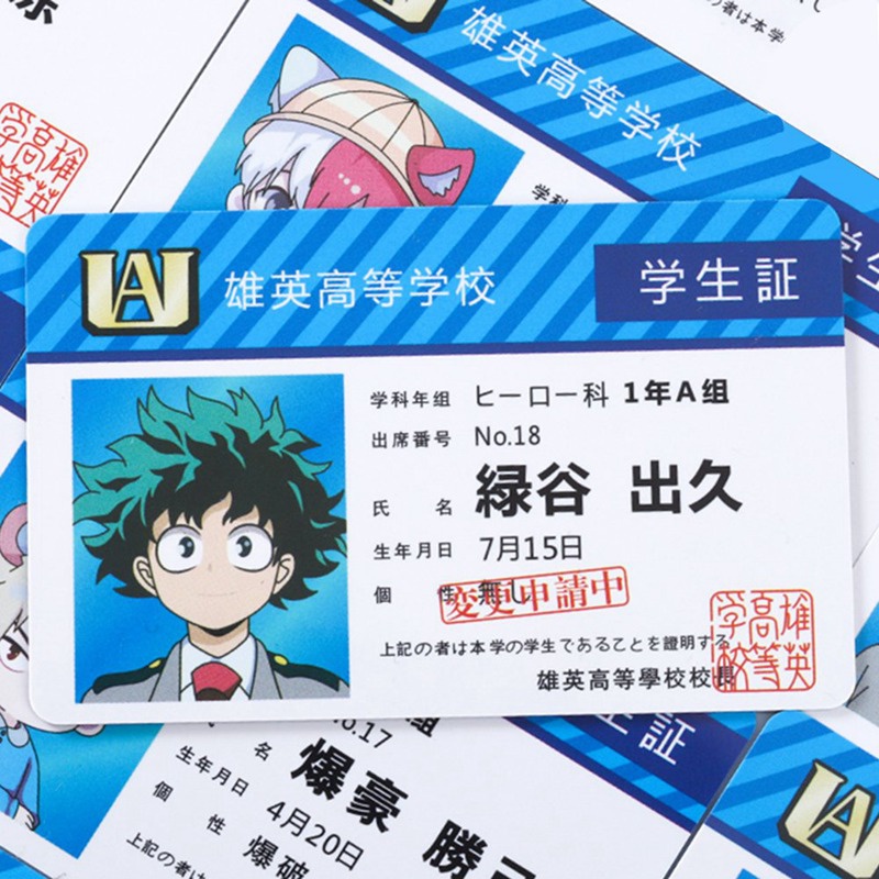 Thẻ sưu tập bằng polypropylene hình Anime My Hero Academia cho học sinh