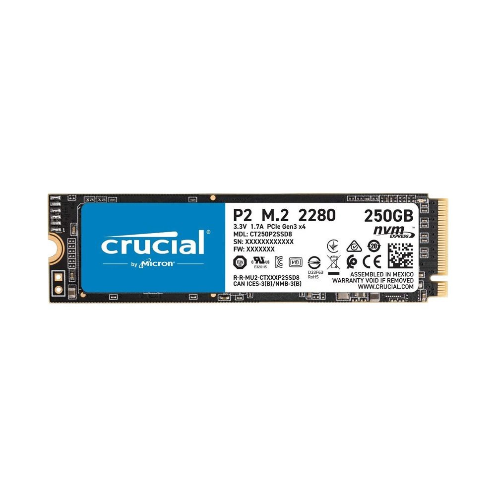 Ổ cứng SSD Crucial P2 250GB NVMe 3D-NAND M.2 2280 PCIe Gen3 x4 CT250P2SSD8