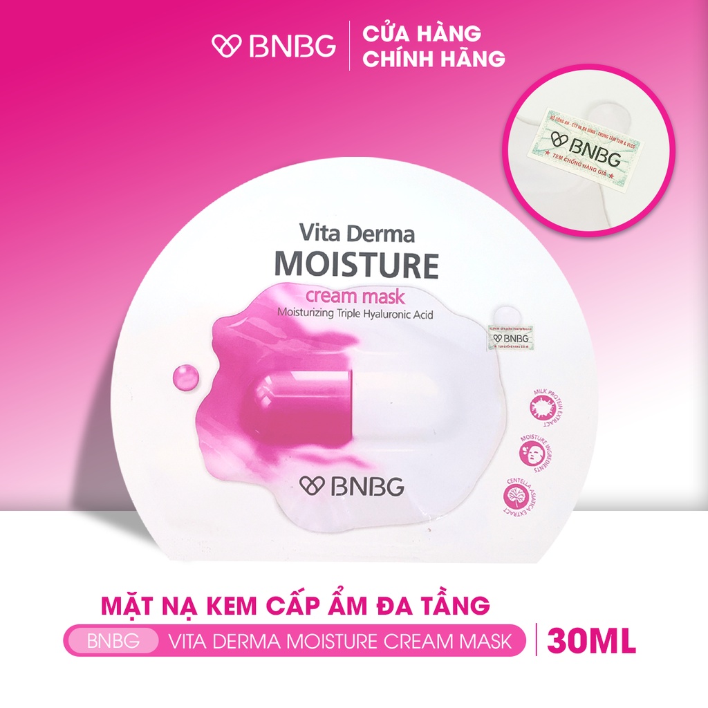 Combo 10 Mặt Nạ Kem Cấp Ẩm Đa Tầng BNBG Vita Derma Moisture Cream Mask 30ml/miếng