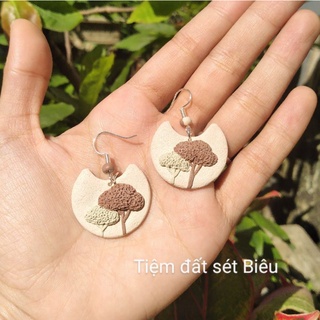 Khuyên tai đất sét Polymer handmade vintage