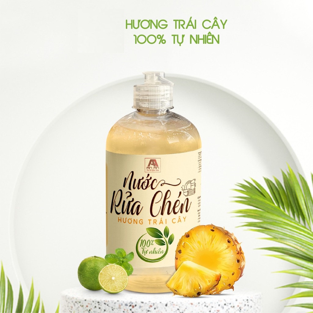 Nước rửa chén hữu cơ bồ hòn, Nước Rửa Bát An An 500ml, không chất tẩy rửa an toàn mọi da tay