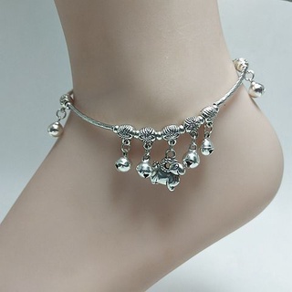 [Trái Tim Tím] Lắc Chân Chuông Tây Tạng Bằng Bạc Tây Tạng Cho Nữ