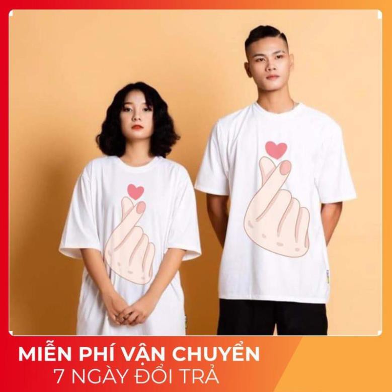 Áo Đôi Thun Phông Unisex Nam Nữ Bắn Tim