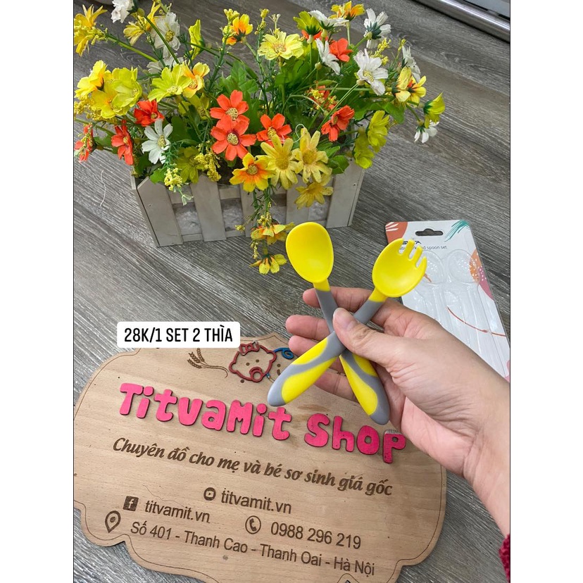 Set 2 Thìa Cong Misuta Chịu Nhiệt Cao, Thìa Ăn Dặm Cho Bé Tập Xúc