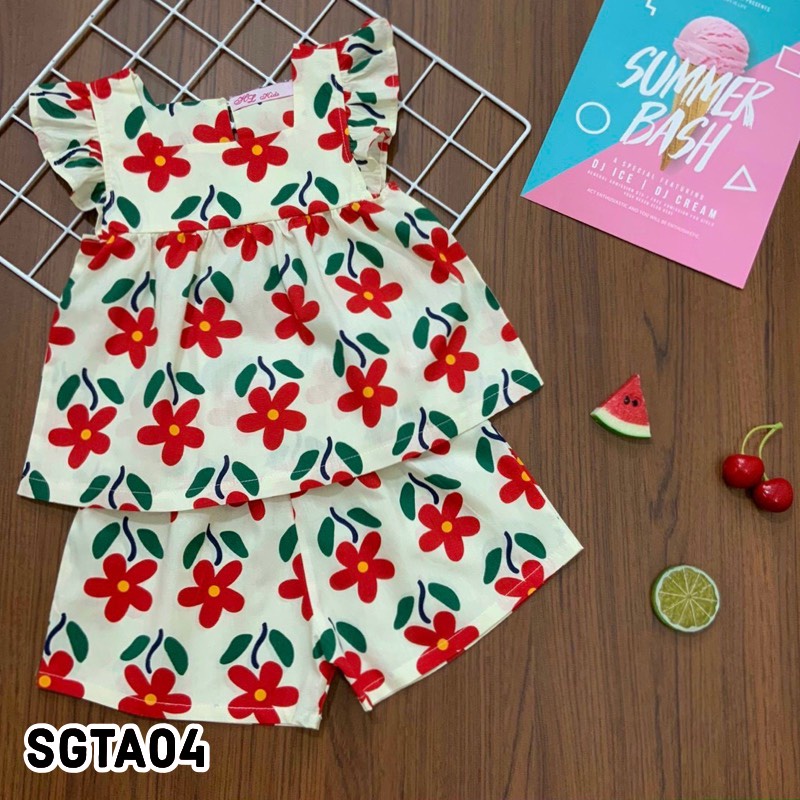 Đồ bộ cho bé gái cao cấp 1 đến 10 tuổi bộ quần áo cho bé mặc nhà đi học vải thô mềm cao cấp - SGTA