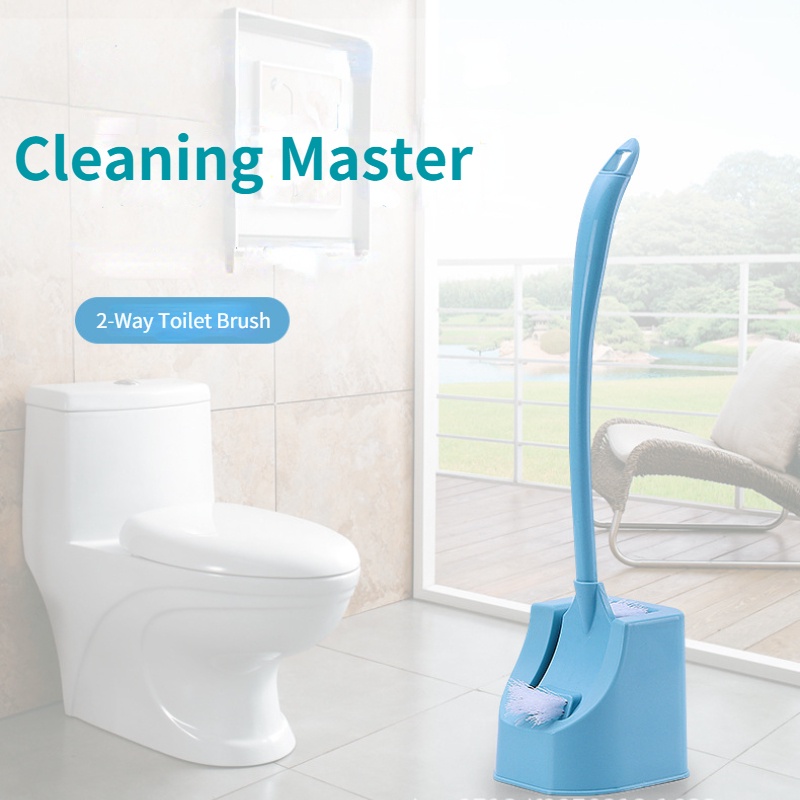 Bộ Bàn Chải Cọ Rửa Toilet Hai Mặt Cán Dài Dày Tiện Lợi