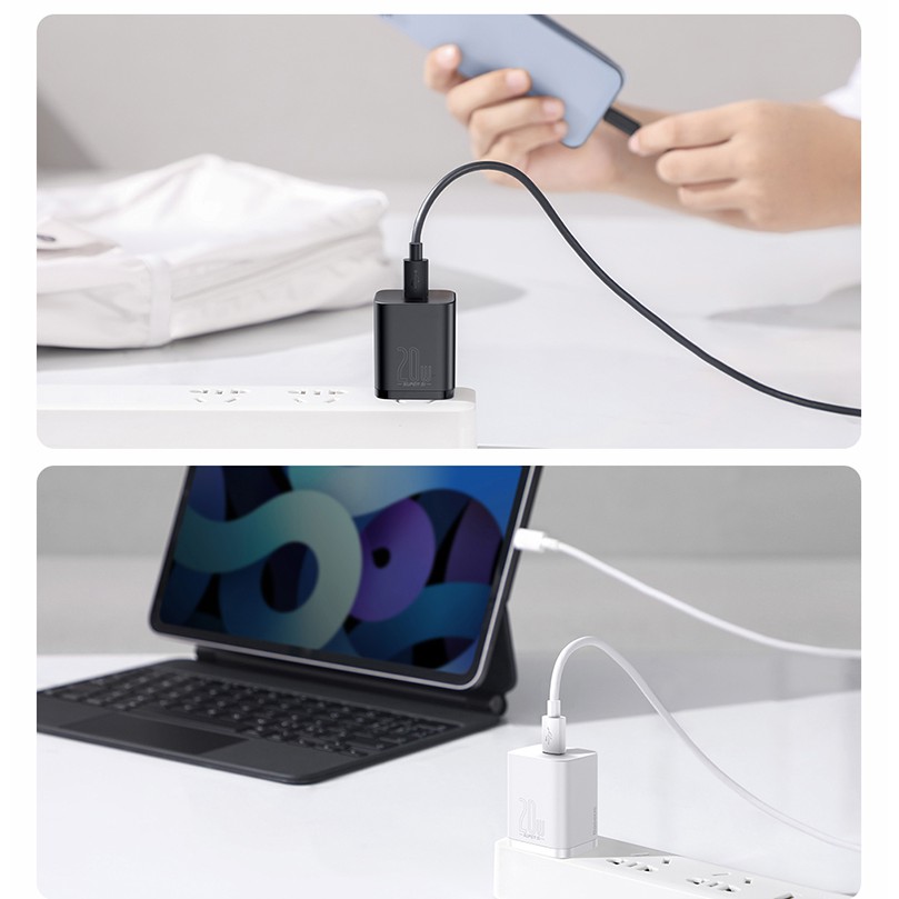 Bộ củ cáp sạc nhanh 20W dành riêng iPhone 12 chính hãng Baseus tương thích iPhone/ iPad/iPad Pro