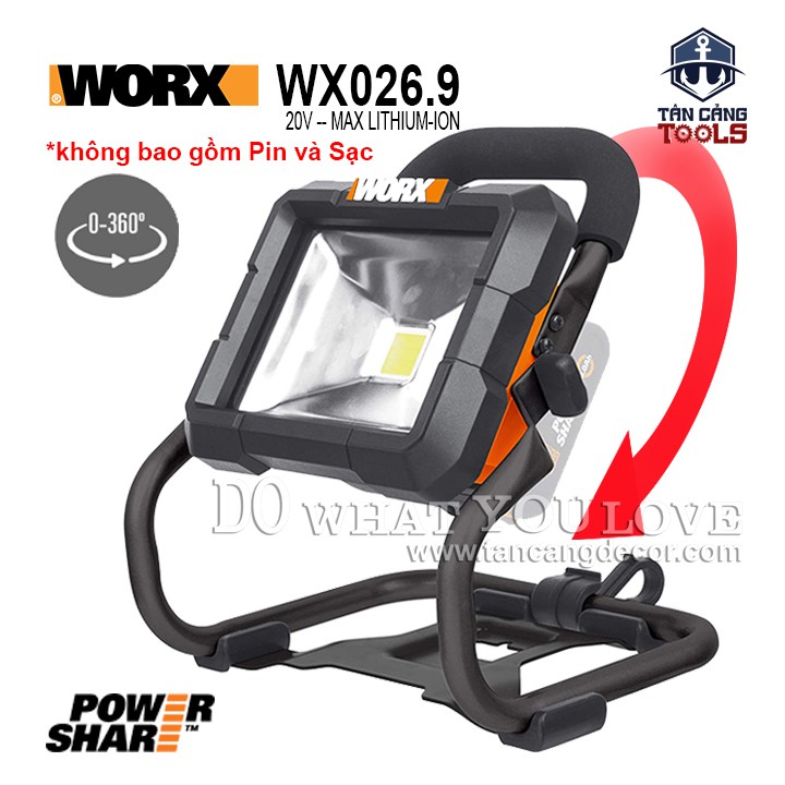 Đèn Led Công Trình Không Dây 20 V Worx WX026.9 ( Chưa Bao Gồm Pin )