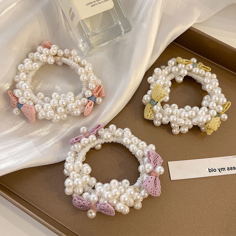 Dây Cột Tóc Cao Su Đính Ngọc Trai Thời Trang Cho Nữ