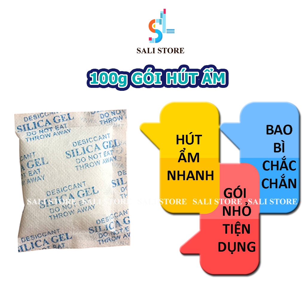 Gói hút ẩm tủ quần áo đóng túi 100g, túi hút ẩm thực phẩm, giày dép, sách báo, máy ảnh loại 2/5/10g SALI BL020
