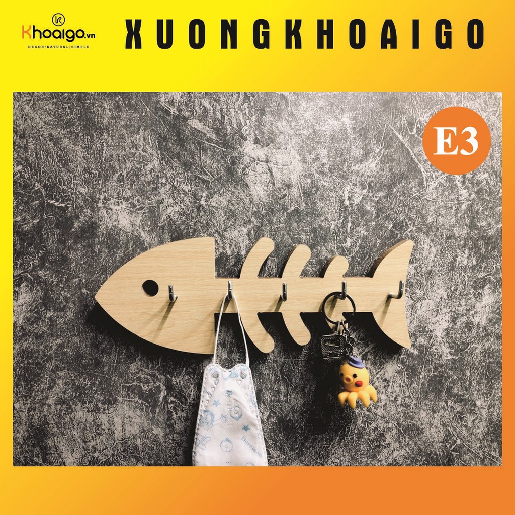 Móc Treo Chìa Khóa Gỗ Dán Tường Decor, Bảng Treo Chìa Khóa Gỗ