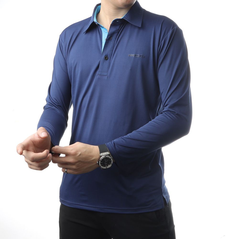 Áo thun thể thao nam dài tay cổ bẻ kiểu thun co giãn thoáng mát SPADT05 PigoFashion chọn màu