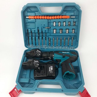 Khoan pin bắn vít makita 12v, kèm bộ phụ kiện 27 món