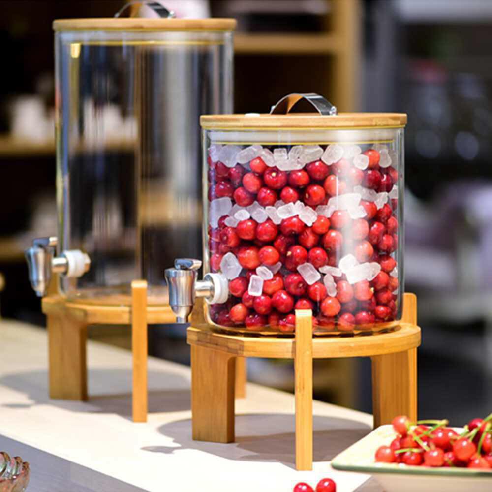 Bình Thuỷ Tinh Chịu Nhiệt Borosilicate Nắp Gỗ Cỡ Lớn Ngâm Hoa Quả, Ngâm Rượu - Dung Tích 5L, 7.5L, 1