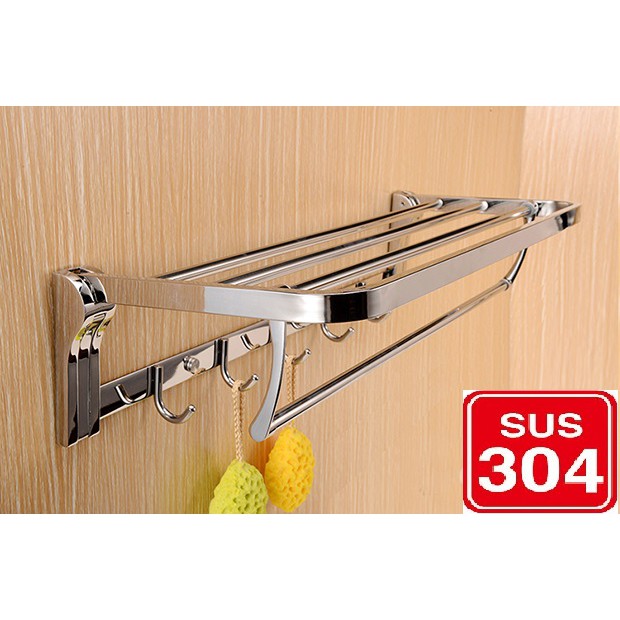 Máng khăn cao cấp inox304 bóng, vắt khăn bóng, máng khăn bóng đa năng xếp gọn khi cần, bảo hành 05 năm