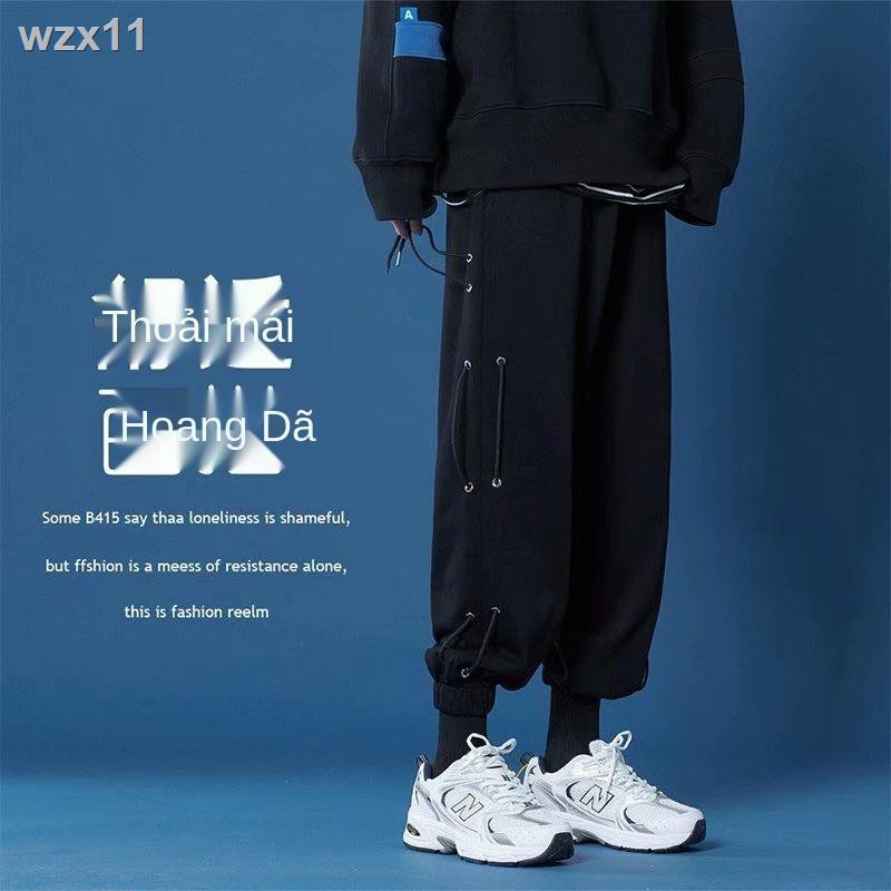 Quần samurai đen với legging, ống rộng, phong cách bùng nổ Đẹp trai chảy Nine-point Năm của nam giới