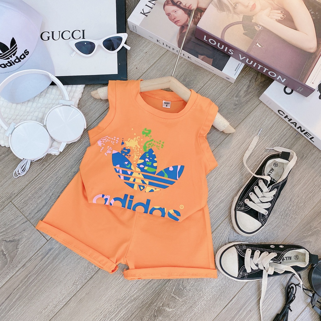 Bộ ba lỗ bé trai chất cotton QC họa tiết ba lá thấm hút mồ hôi tốt cho bé