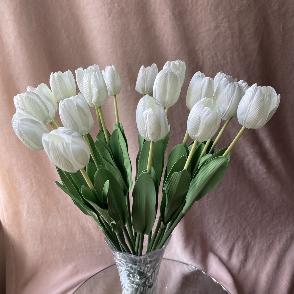 Hoa giả/Hoa lụa - Bông Tulip lụa nhiều mầu sắc decor trang trí nhà, cửa hàng, sự kiện phụ kiện cắm hoa, chụp ảnh...