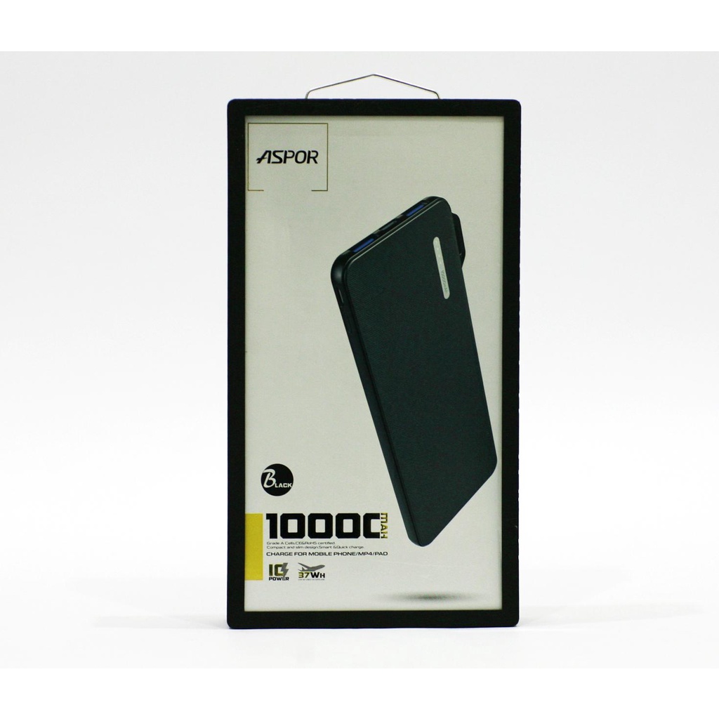 Tặng Cáp Sạc Hãng Sạc dự phòng polymer 10.000mAh Aspor A359 2 cổng sạc USB cho Iphone / Samsung / Xiaomi Flash Change