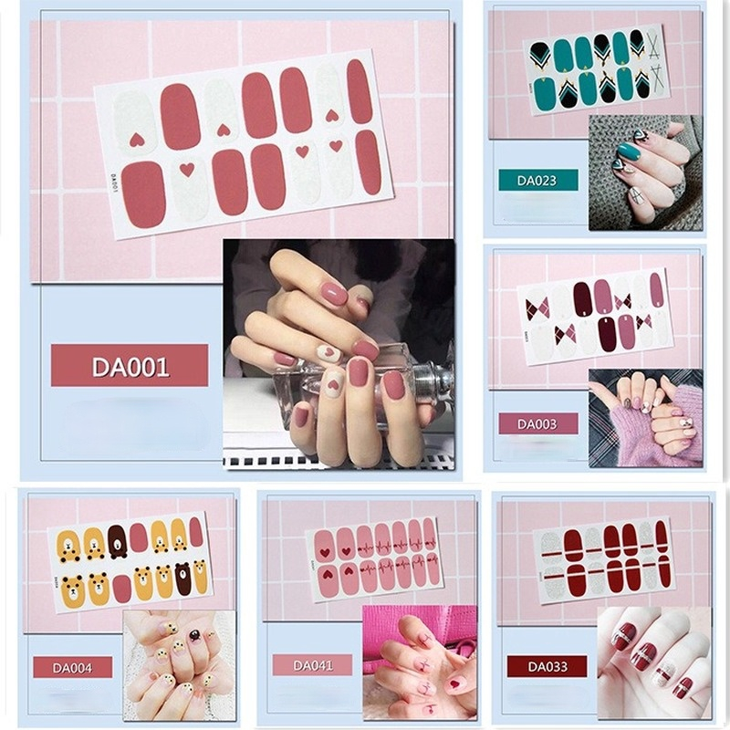 Bộ 14 Miếng Dán Móng Tay Trang Trí Nghệ Thuật Che Phủ Toàn Diện Chống Nước Tươi Mới Cho Phụ Nữ Mang Thai