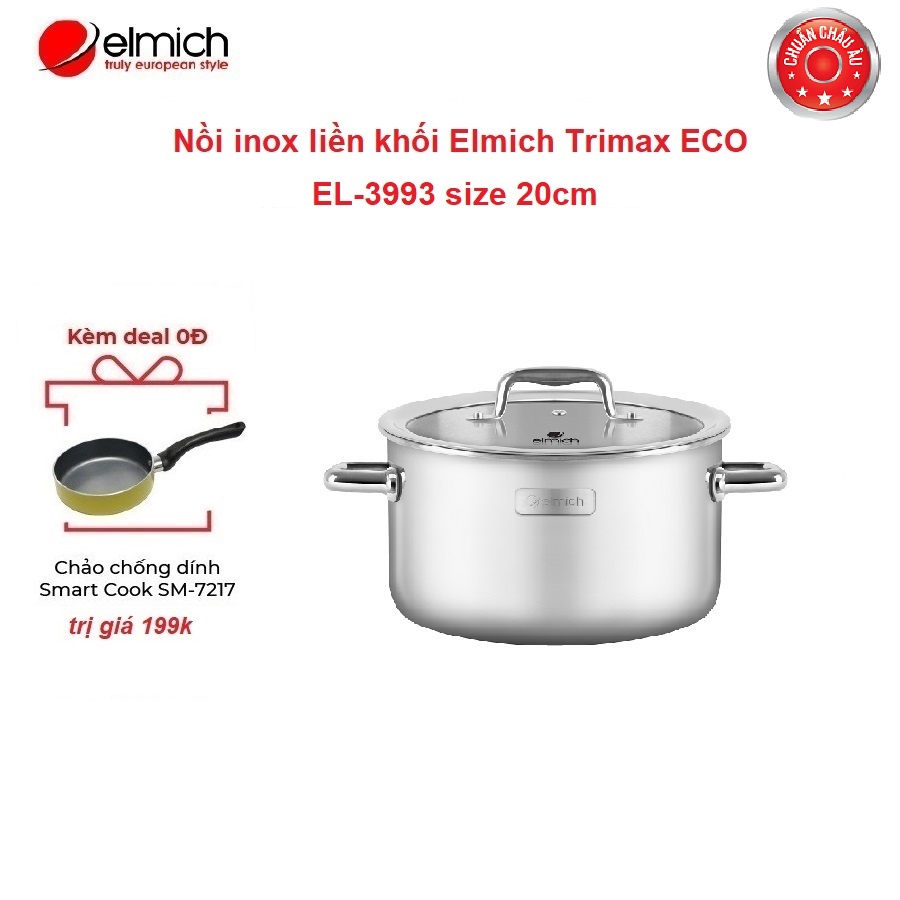 Nồi inox liền khối Elmich Trimax ECO EL-3993 size 20cm