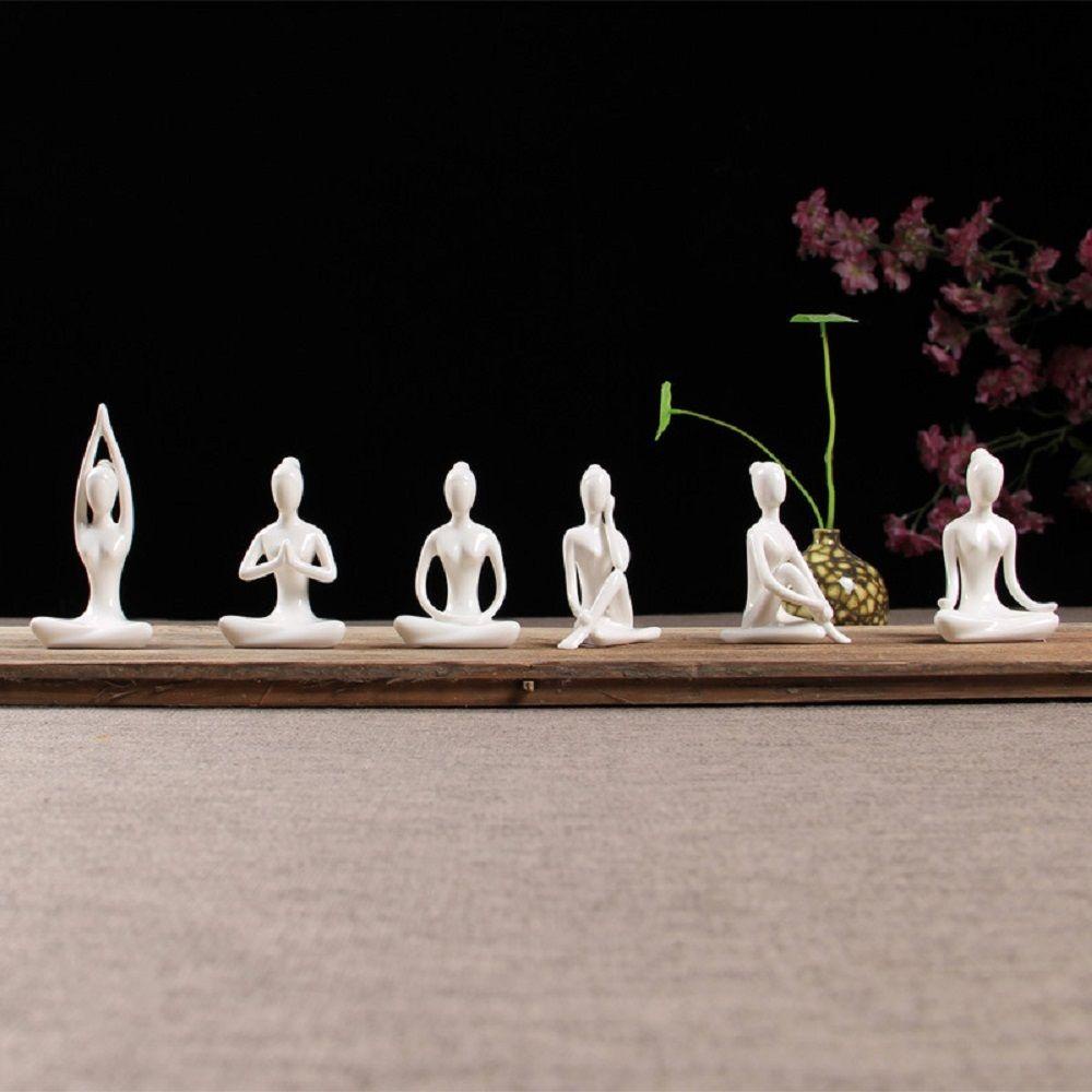 LEISURE 1 Bức Tượng Yoga Poses Bằng Sứ Phong Cách Vintage