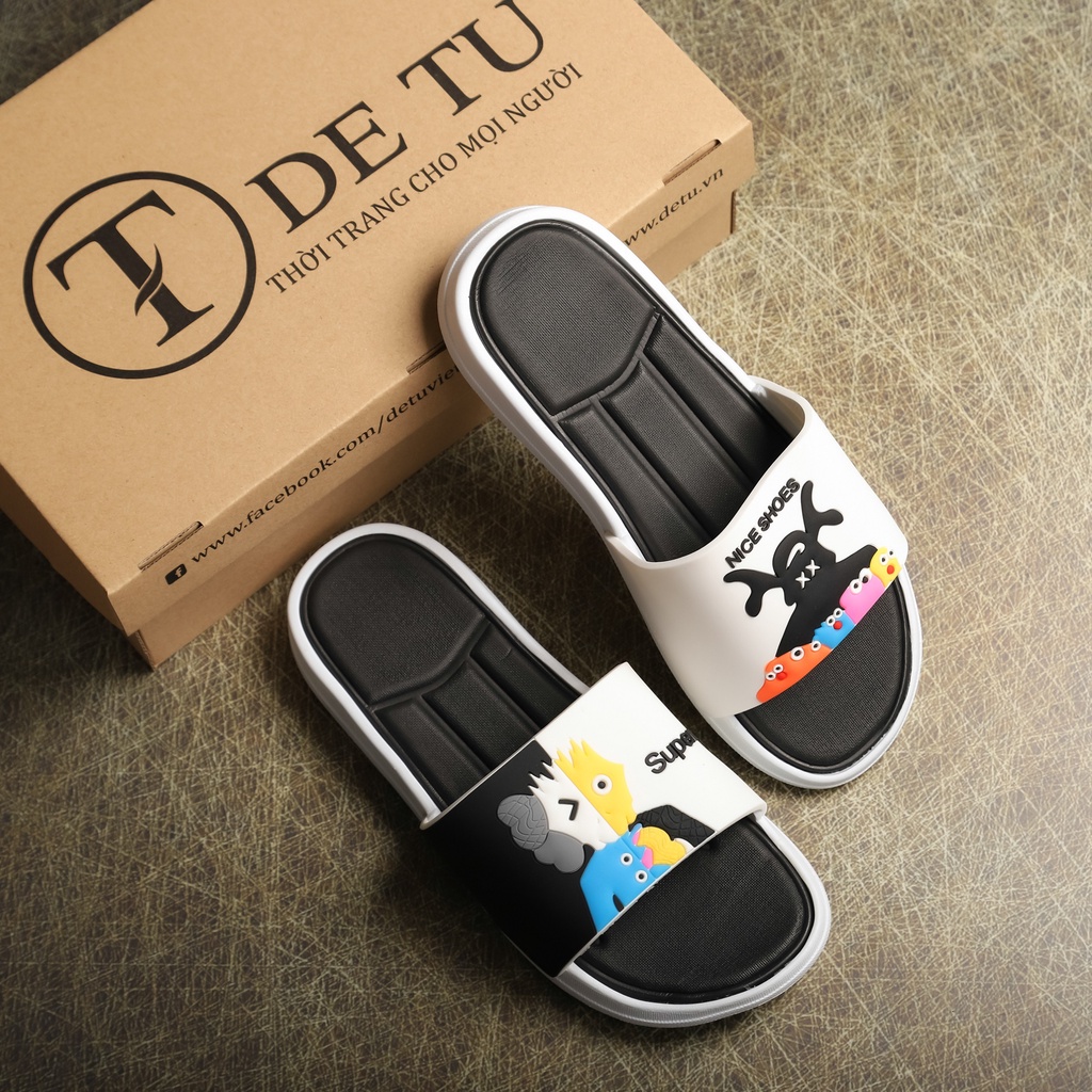Dép Quai Ngang Unisex DETU DNT16 Họa Tiết KAWS