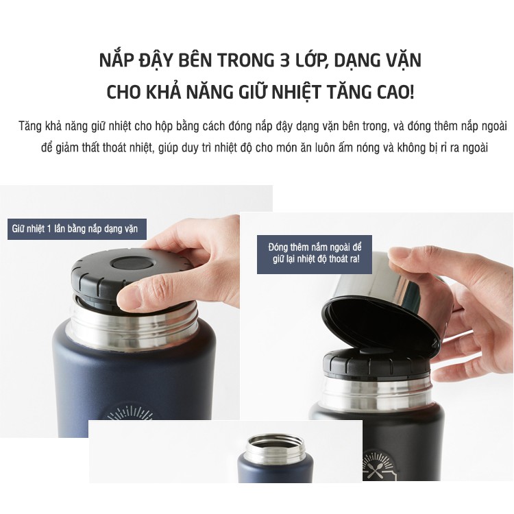 Hộp đựng thức ăn giữ nhiệt Lock&Lock LHC8029 (500ml) - Có thể đựng cơm, canh, ủ cháo - Ruột bằng Inox304