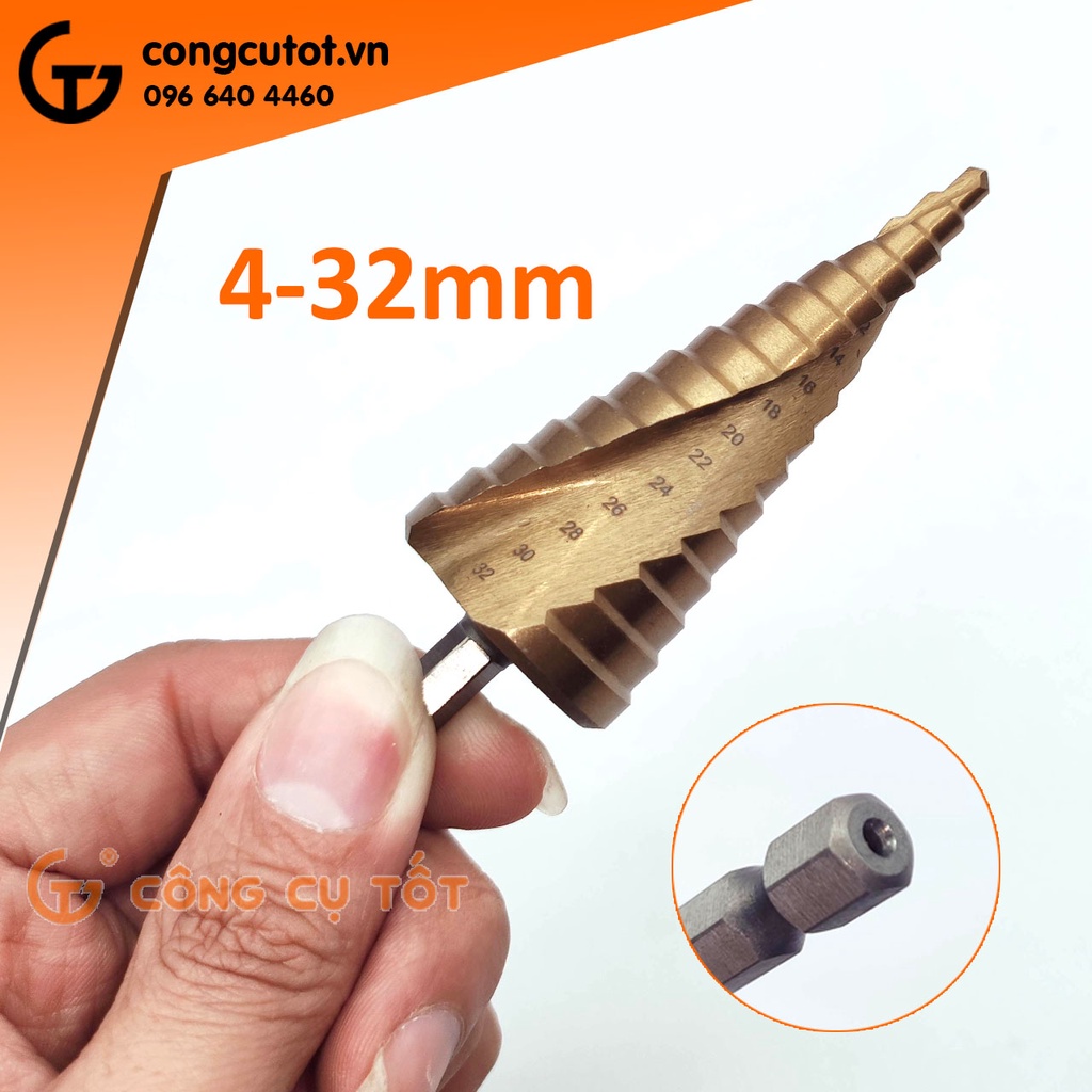 Mũi khoan tháp bước xoắn chuôi lục LS+