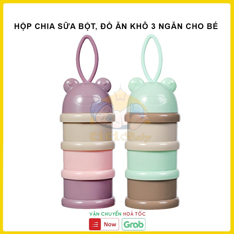 Hộp chia sữa 3 ngăn, hộp đựng sữa và đồ ăn khô cho bé