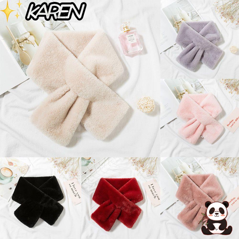 Khăn Choàng Cổ Bằng Lông Thỏ Nhân Tạo Dày Dặn Màu Trơn Giữ Ấm Mùa Đông Nhiều Màu Sắc Dành Cho Nữ