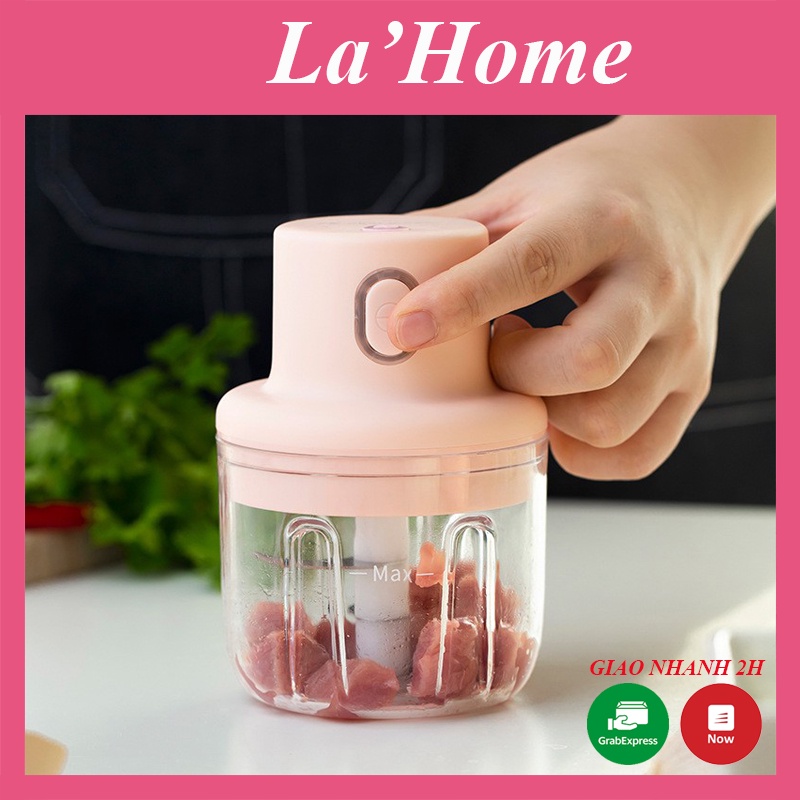 Máy xay mini cầm tay La'Home, xay tỏi ớt, thịt, hành, rau củ quả dung tích 250ml