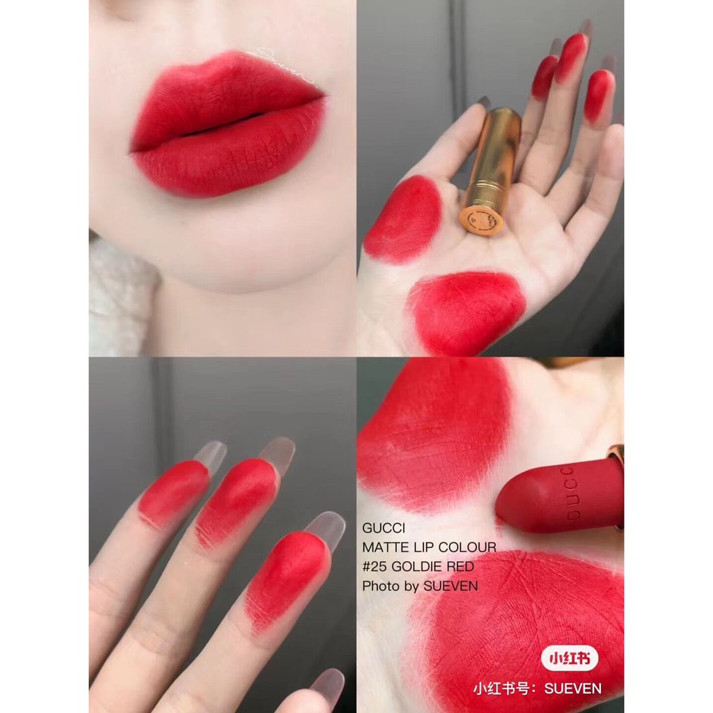 Son sáp lì Gucci thỏi vàng kim hoạ tiết hoa màu 25#204#208#308#502#504#505 tuỳ chọn