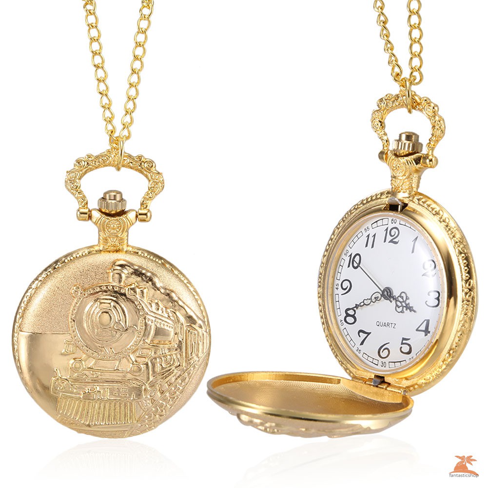 Đồng Hồ Quả Quýt Chạm Khắc Hình Đoàn Tàu Lửa