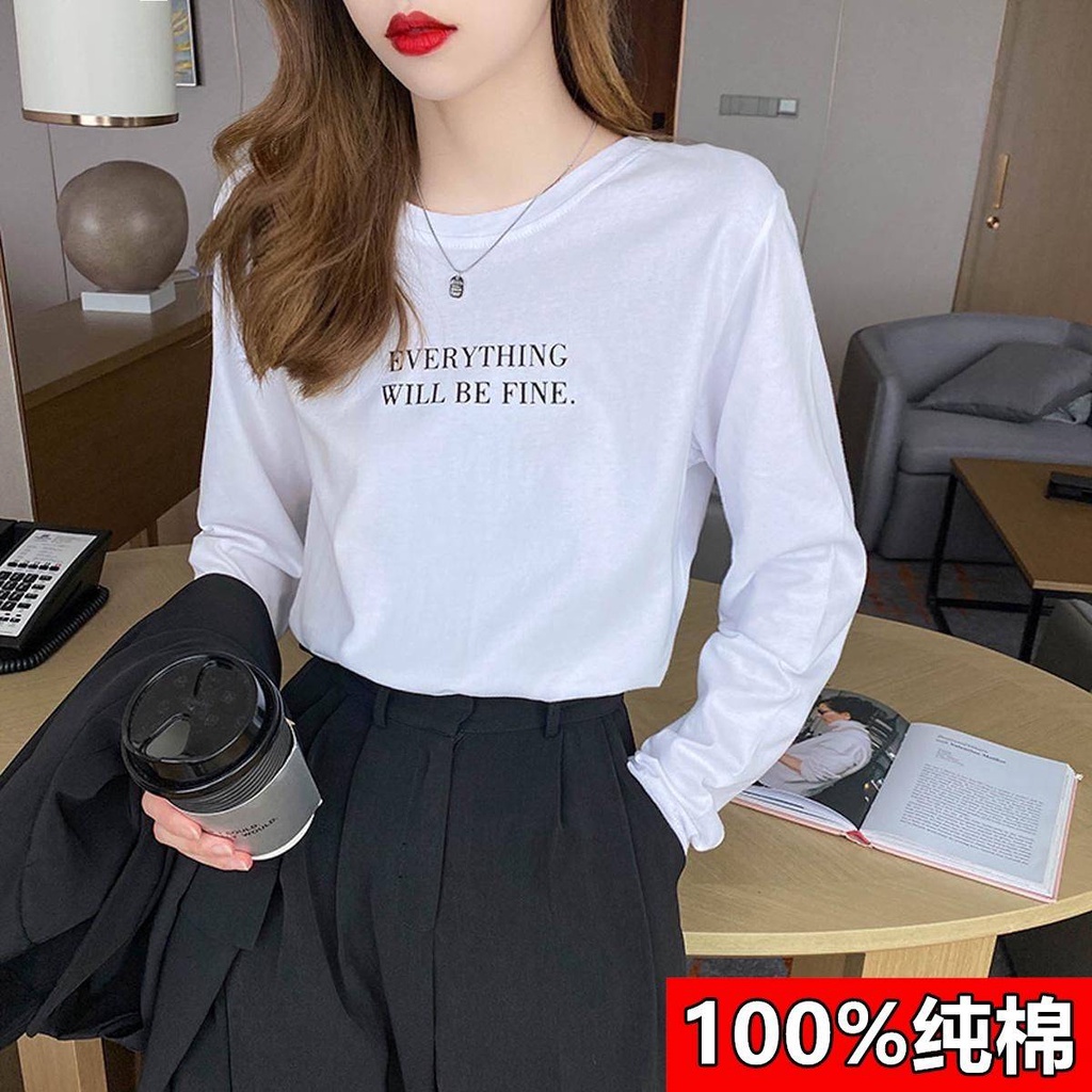 Áo Thun Tay Dài Dáng Rộng Phong Cách Hàn Quốc Dễ Phối Đồ Thời Trang Thu Đông Cho Nữ