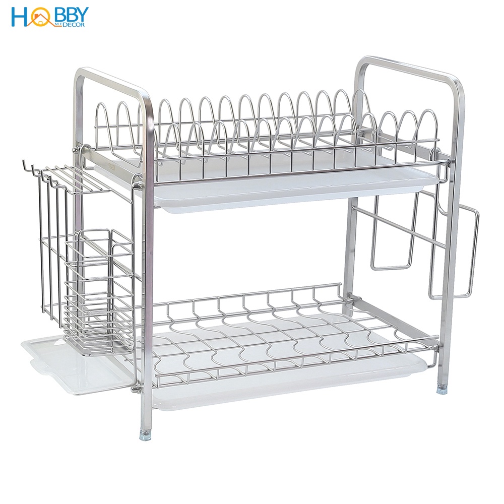 Kệ đựng chén bát 2 tầng Inox 304 cao cấp HOBBY Home Decor KC2F - tất cả trong 1 kệ chén - mẫu 2 tầng