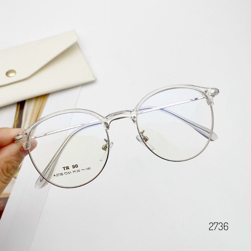 Gọng kính cận nam nữ HAINAMEYEWEAR mắt kính tròn gọng kính kim loại 2736