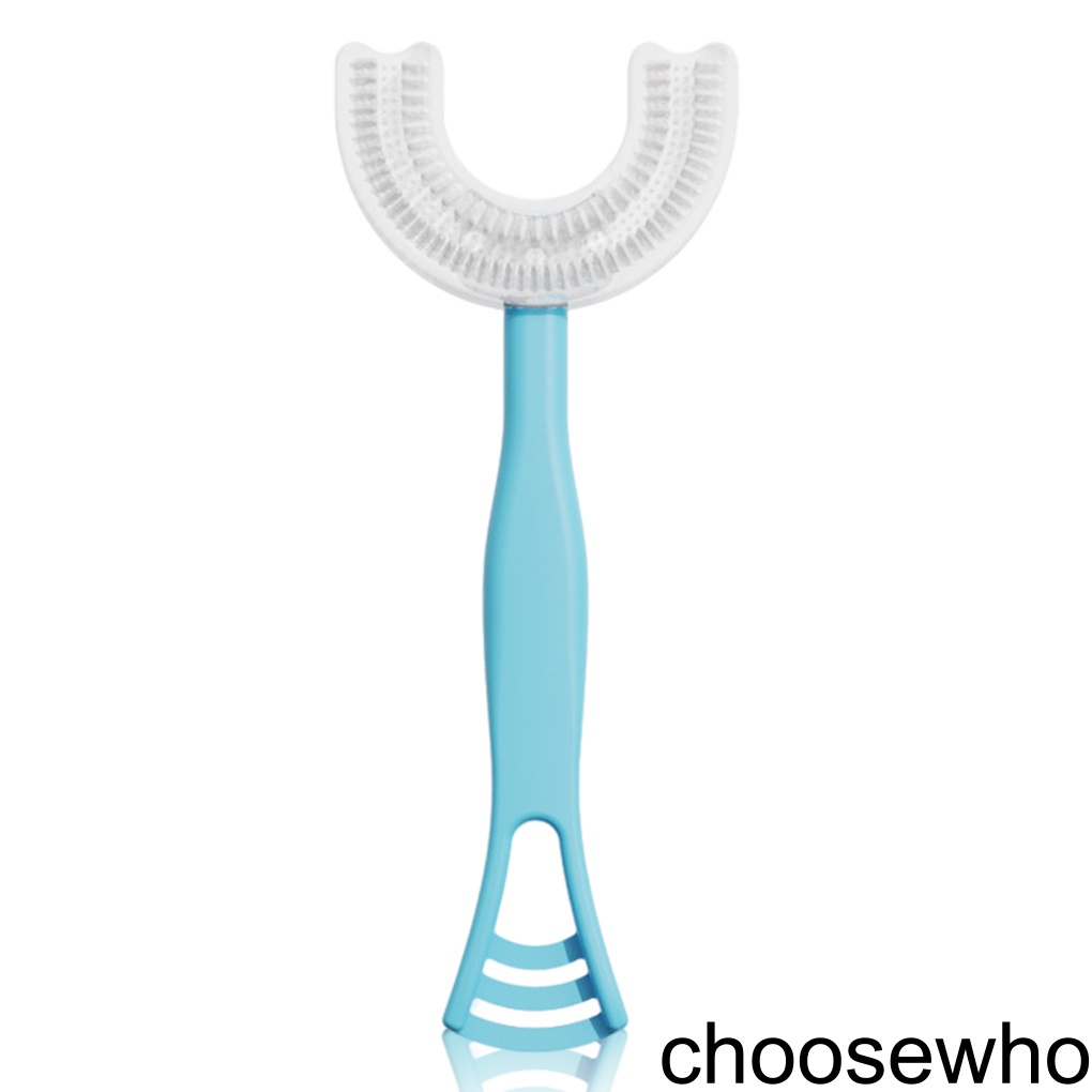 Bàn chải đánh răng 360 độ silicon mềm hai mặt hình chữ U tiện dụng cho trẻ em