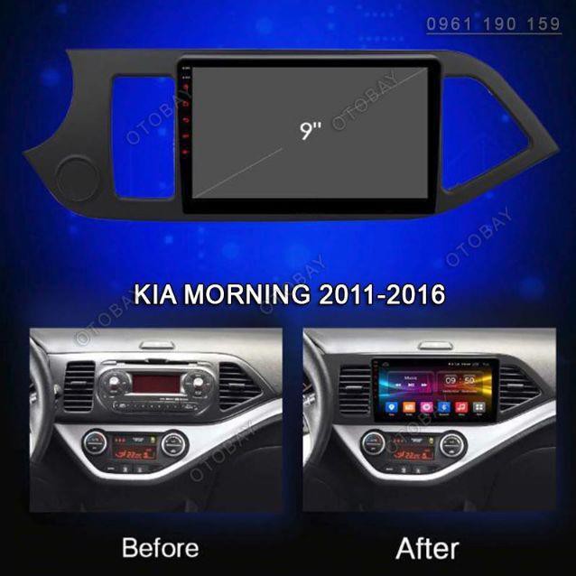 [Kia Morning] Combo màn hình androi+camera lùi AHD+ amera hành trình androi