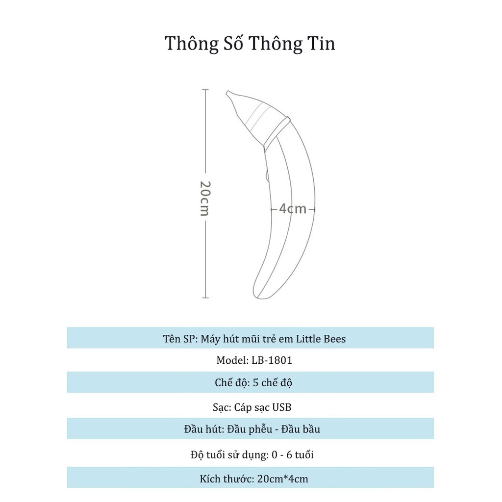 Máy hút mũi 5 tốc độ, hút mạnh Little Bees bảo hành 12 tháng tặng kèm phụ kiện