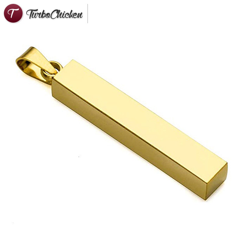 ☞Đồ trang sức☜ Women Men Stainless Steel Smooth Cuboid Pendant Necklace Personality