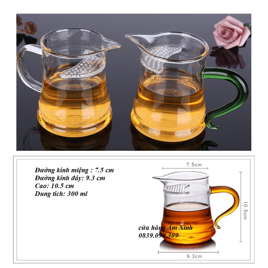 Tống chuyên trà thủy tinh chịu nhiệt cao cấp kèm lọc trà bên trong