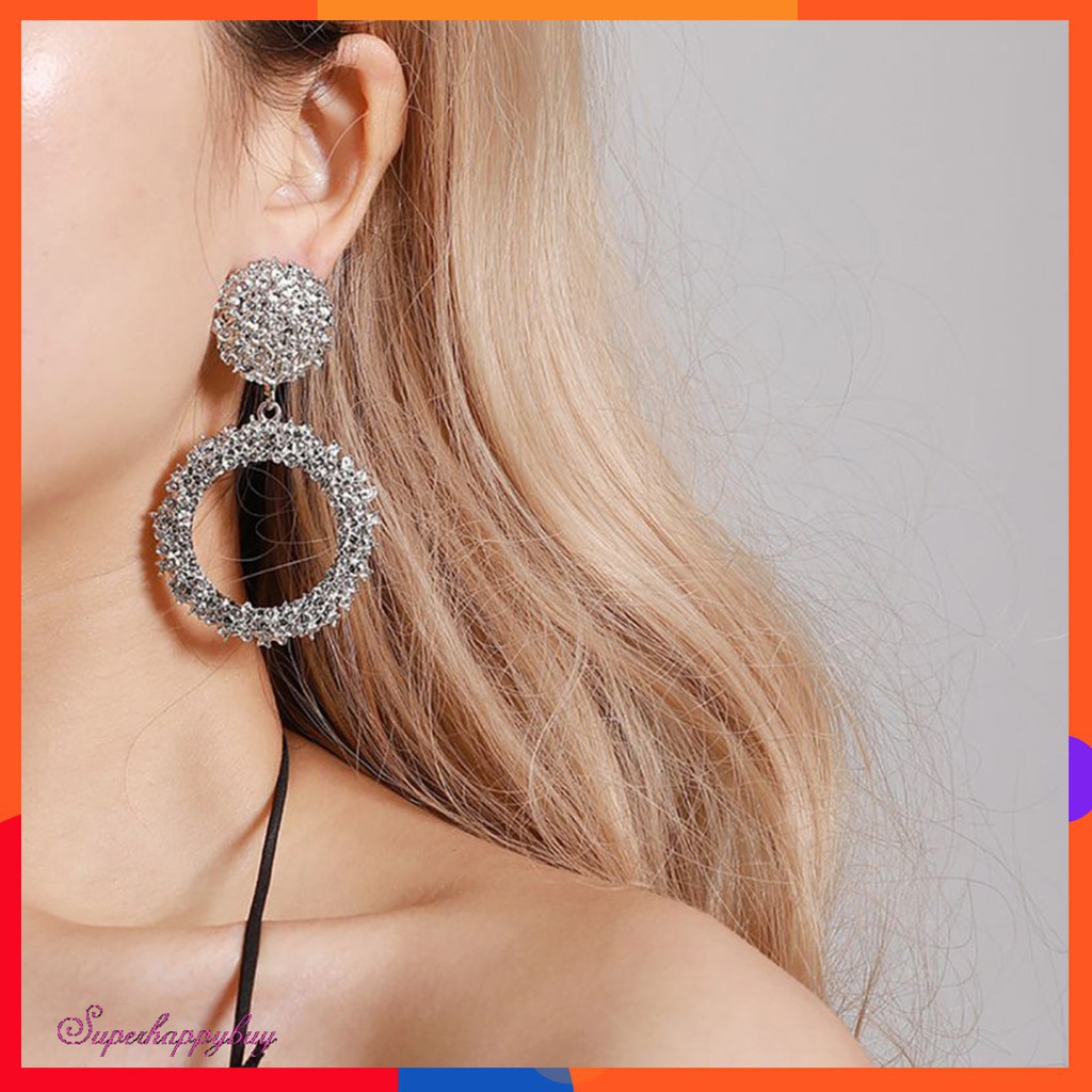 Đôi khuyên tai nữ hình tròn lớn phong cách vintage đáng yêu