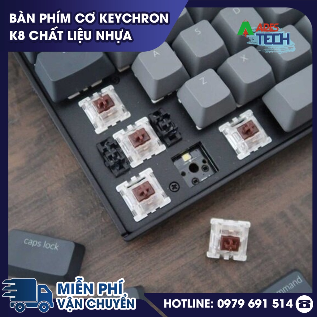 Bàn Phím Cơ Keychron K8 Chất Liệu Nhựa Switch Gateron - Bảo hành 12 tháng
