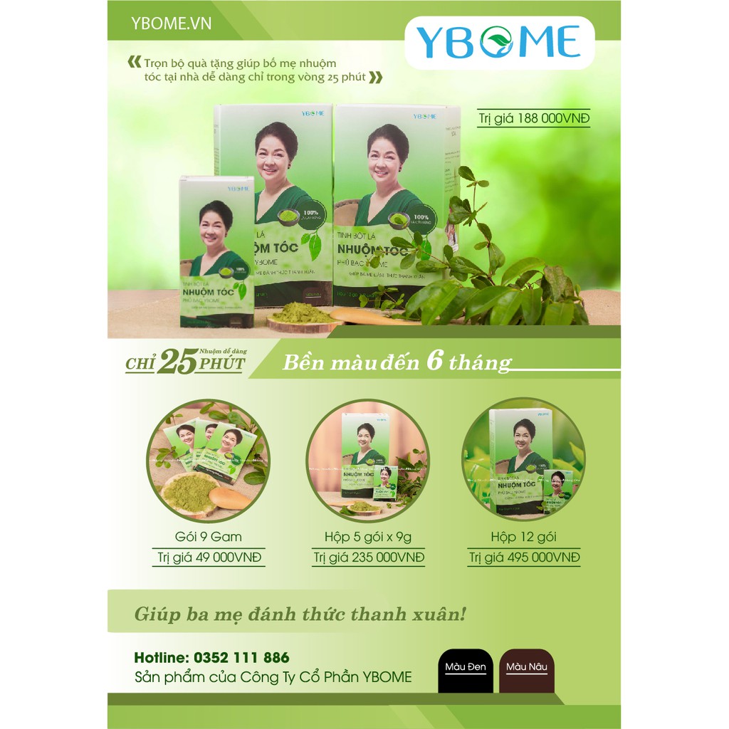 Thuốc Nhuộm Tóc Thảo Dược Phủ Bạc Tại Nhà Màu Nhuộm Tóc Đen, Nâu Được Làm Từ Bột Lá Nhuộm Tóc Ybome | BigBuy360 - bigbuy360.vn