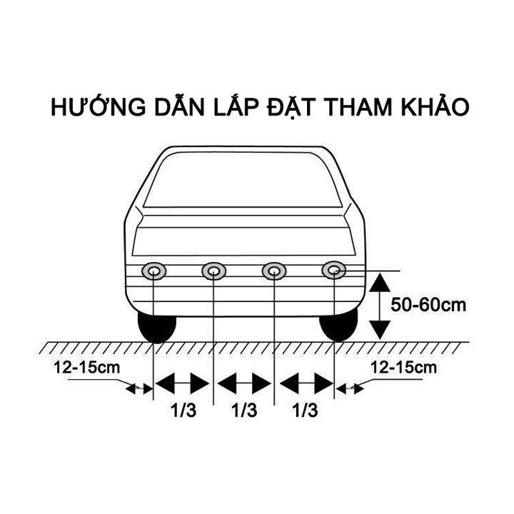 Cảm biến lùi 4 mắt ô tô cảnh báo va chạm, lùi xe an toàn, đầy đủ màu sắc