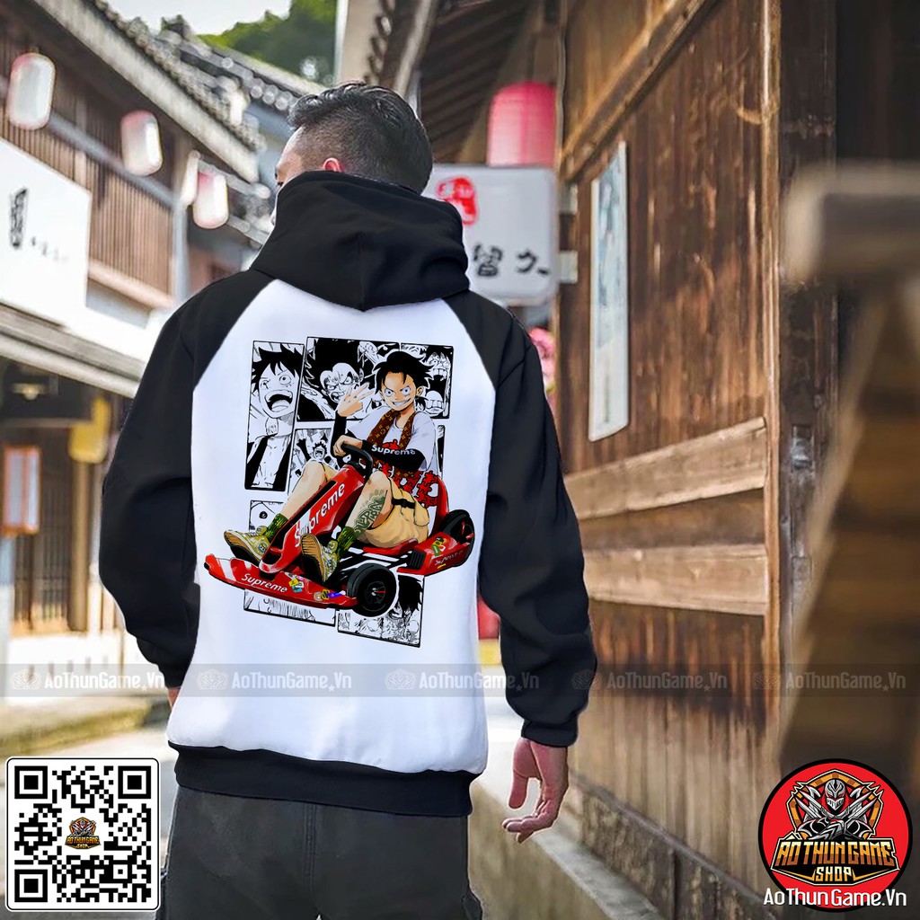 (Hot) BST Áo khoác One Piece LUFFY Mũ Rơm, Áo khoác hoodie có size bé cho trẻ em Anime Manga Nam Nữ (AoThunGameVn)